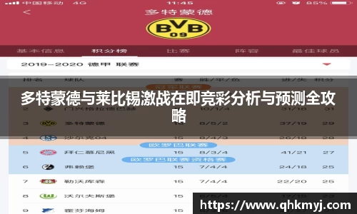 多特蒙德与莱比锡激战在即竞彩分析与预测全攻略